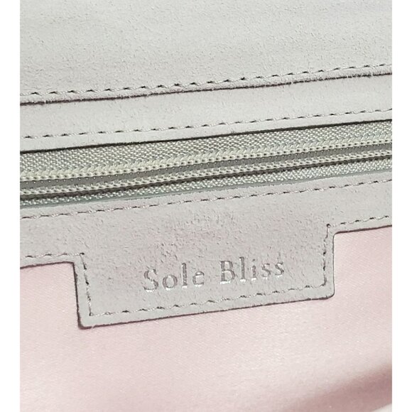 Sole Bliss Envelope Clutch Crossbody Purse Bag Jenna Gray Leather Chain Strap - Picture 6 of 16